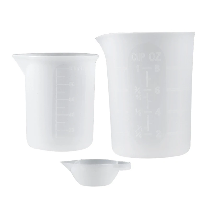 

2022 New 3 Pcs/set Silicone Measuring Cups 15ML100ML 250ML DIY Glue Tools Cup Making Handmade Craft Nonstick Silicone Mixing Cup