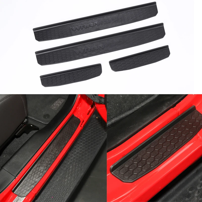 

Накладка на порог двери, защитная накладка на педаль, декоративная накладка для Jeep Wrangler JL 2018-2022, черные автомобильные аксессуары