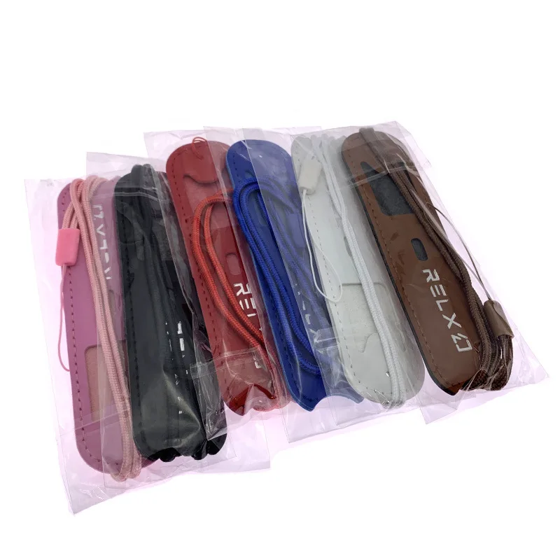Small Smoke Flat Cigarette Electronic Cigarette Small Leather Case Small Color Strip Special Lanyard Leather Bag Leather Bag