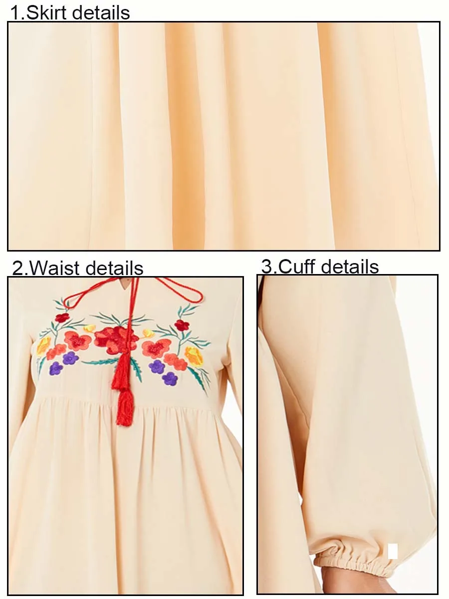 Elegant Muslim Abaya Dress Women Embroidery Loose Dubai Arab Moroccan Turkey Kaftan Hijab Eid Islamic Clothing Party Vestidos |