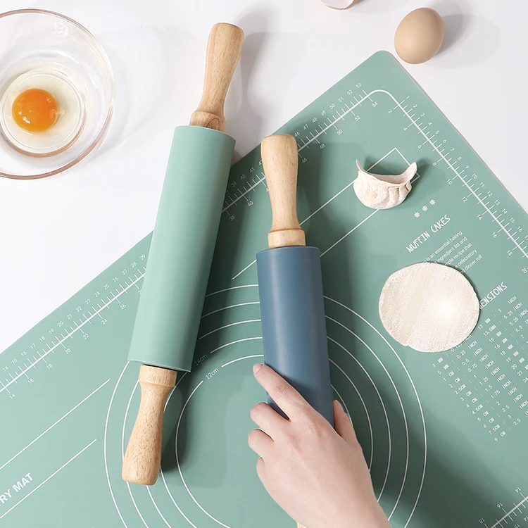 

Silicone Smooth Rolling Pin Pizza Pastry Cookie Practical Non Stick Rolling Pin Fondant Cake Wałek Do Ciasta Home Tools DG50RP