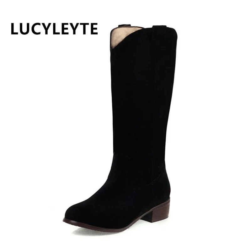 

Женские высокие сапоги, однотонные, большие размеры, Осень-зима 2019