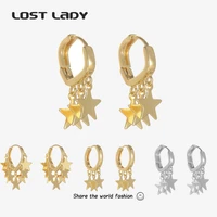 lost lady new fashion cute star drop small hoop earrings for women tassel drop earrings girl party jewelry accessories gift 2021