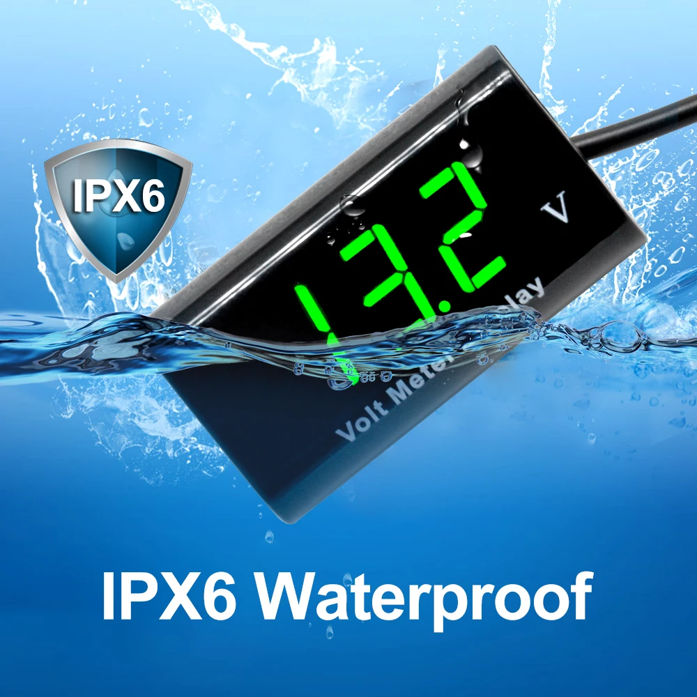 12V 0,56 ''Мини цифровой вольтметр тестер 2-проводной IPX6 водонепроницаемый вольтметр для автомобиля, мотоцикла, велосипеда Напряжение щитовой измерительный прибор для ребенка возрастом 3-18V