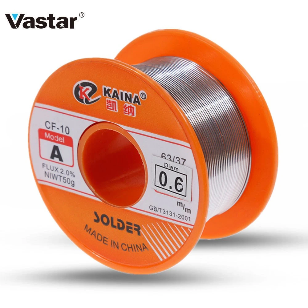 : Vastar 0,8 мм 100 г олова сварочная проволока горячего расплава канифольное ядро проволочного припоя 63/37 поток 2.0% 0,8/1/1.2/1.5/2 мм паяльник для подключения к олова, а так же 30 г, 50 г - изображение