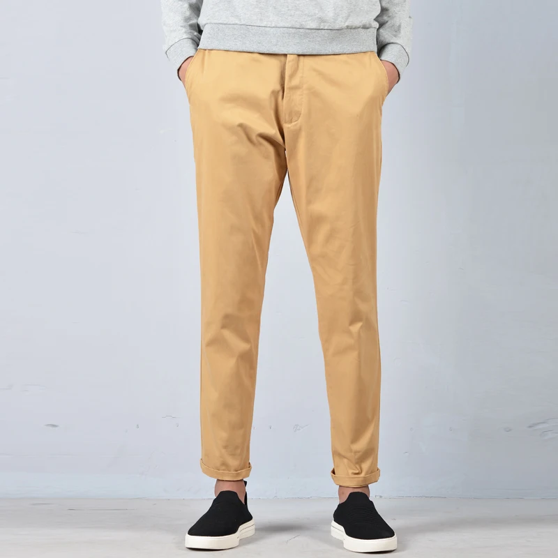 

Autumn and Winter 29-38 Long Pants Men Cotton Brand Fashion Casual Men Pants Elastic Slim Solid Trousers Men Pantalones Broek