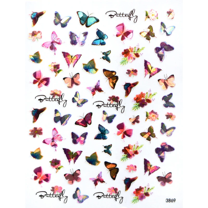

10PCS DIY Laser Butterfly Nail Art Sticker 3D Flower Maple Leaf Nail Slider Colorful Butterfly Nail Art Decoration Decal