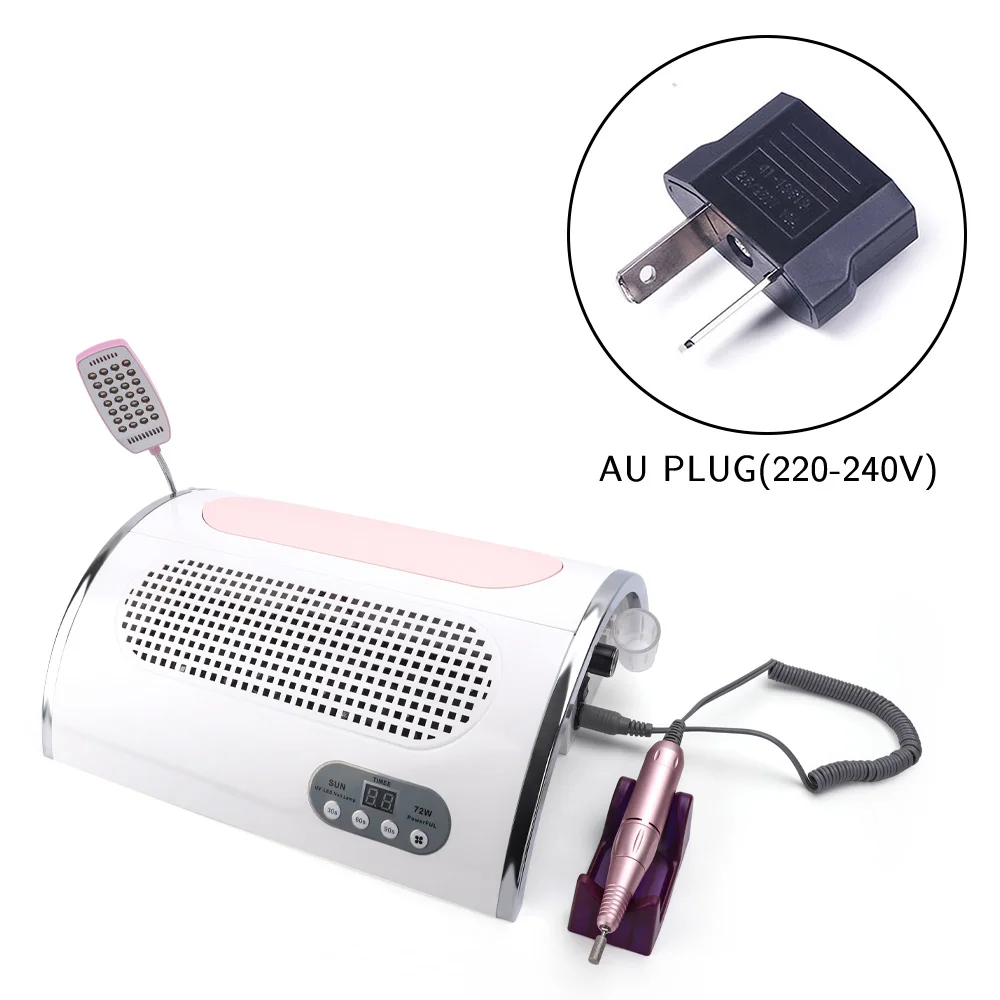 AU plug Deciniee 54 Вт Светодиодный УФ-лампа для ногтей пылесос всасыватель, пылесборник 25000 об/мин сверлильный станок инструмент для педикюра полировщик инструменты - Цвет: AU plug