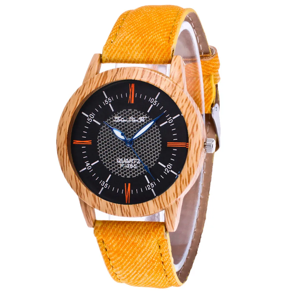 

Women's Watch Fashion Natural Wood Grain Exquisite Quartz Watch Minimalist Clock Bamboo Denim Leather Strap Watch relogio 50*