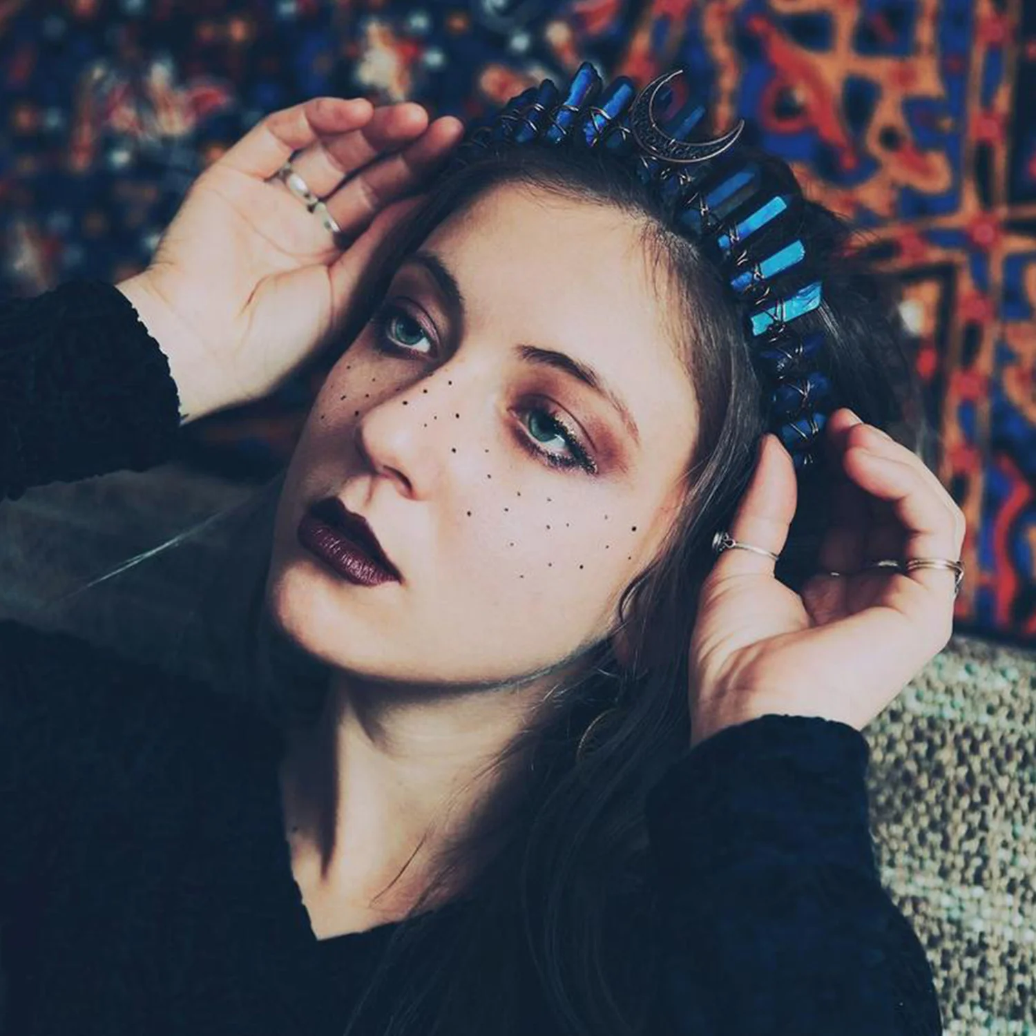 Бохо сказочная кварцевая повязка на голову Хрустальная корона с Луной фестиваль