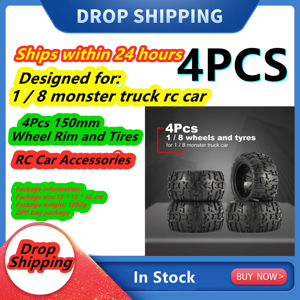 4 шт./2 шт. 150 мм обод колеса и шины для 1/8 Monster Truck Traxxas HSP HPI E MAXX Savage Flux Racing RC