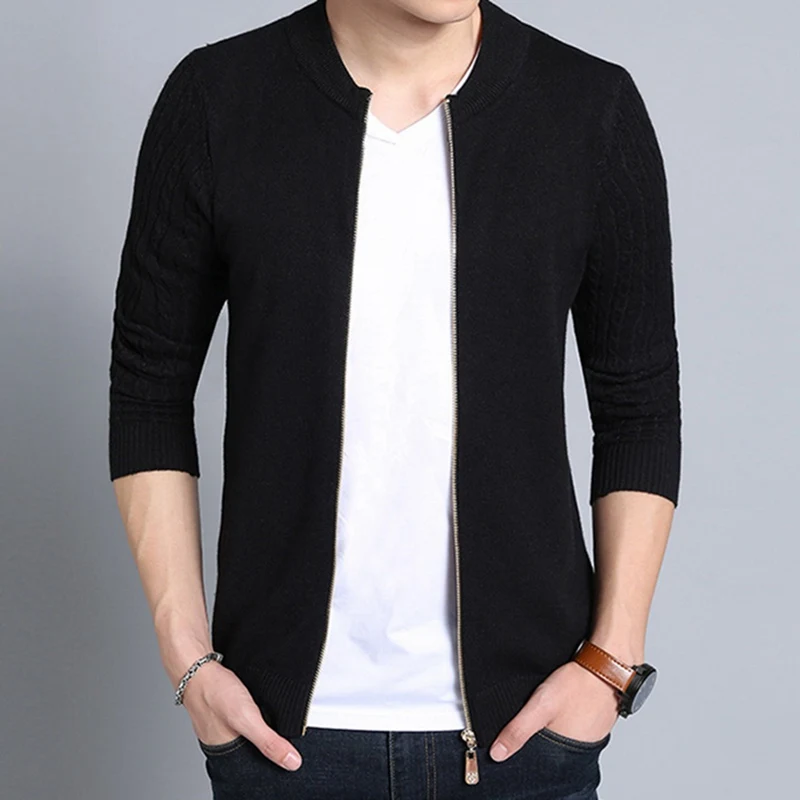 Men's Zipper Open Front Cardigan Sweater Jacket Style Sweaters Knitwear Warm Sweatercoat Cardigans Men Clothing J660
