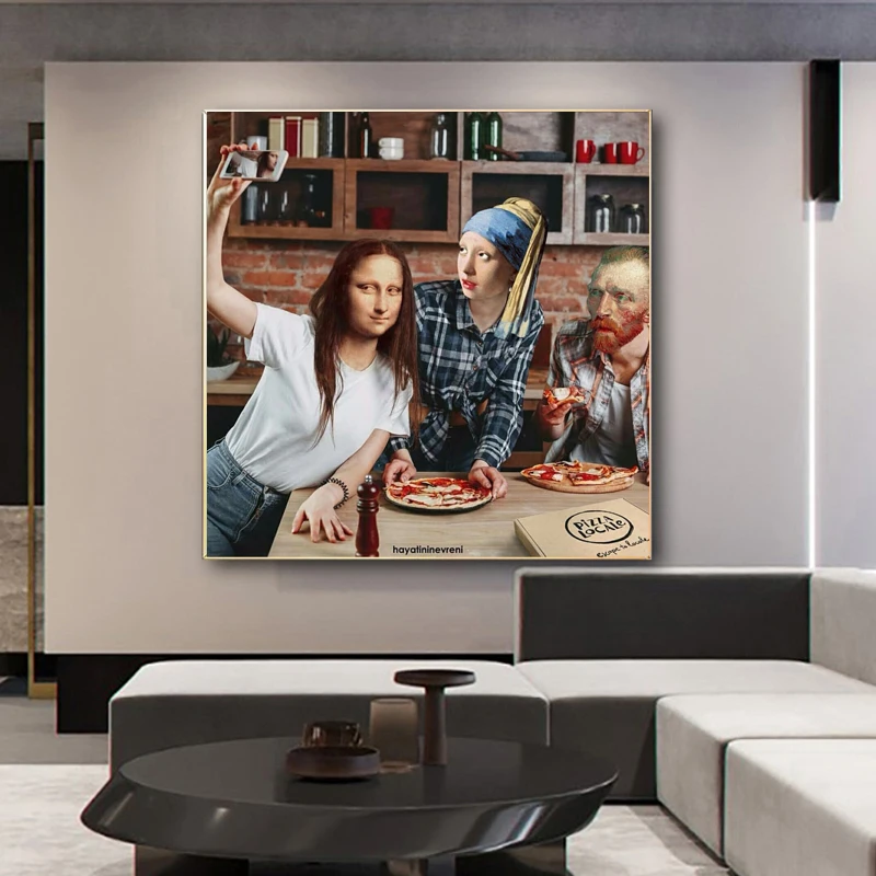 

Funny Famous Figure Canvas Painting Mona Lisa Wall Art Van Gogh Poster Print Wall Picture for Living Room Home Decor Cuadros