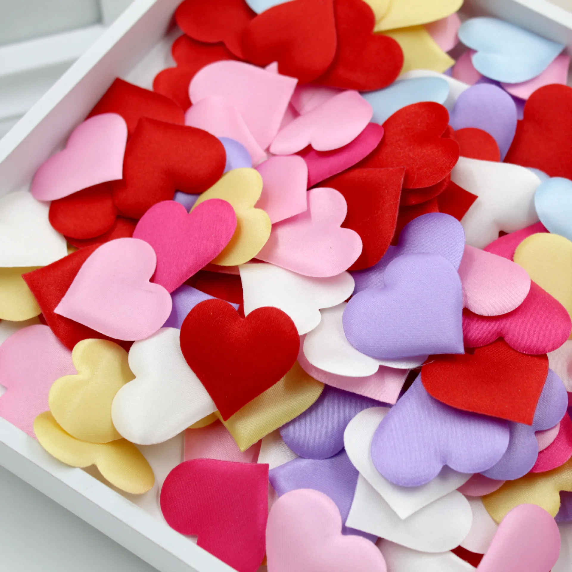 Mixed Color 100 шт 3,5 см DIY сердце свадебные украшения из лепестков Атлас в форме сердца тканевый искусственный цветок лепестки Свадебные украшения - Цвет: Mixed Color