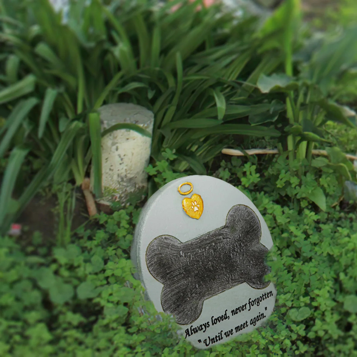 Памятный камень для сада домашних животных круглая форма надгробный собак черно
