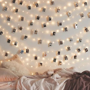 Светодиодная гирлянда с зажимами для фото, 1 м, 2 м, 5 м, 10 м