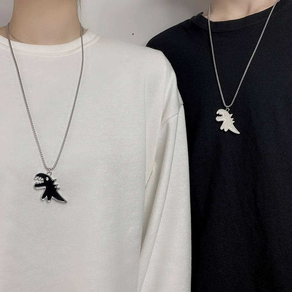 Корейская мода с милым динозавром ожерелье подвеской для женщин Серебряный Цвет