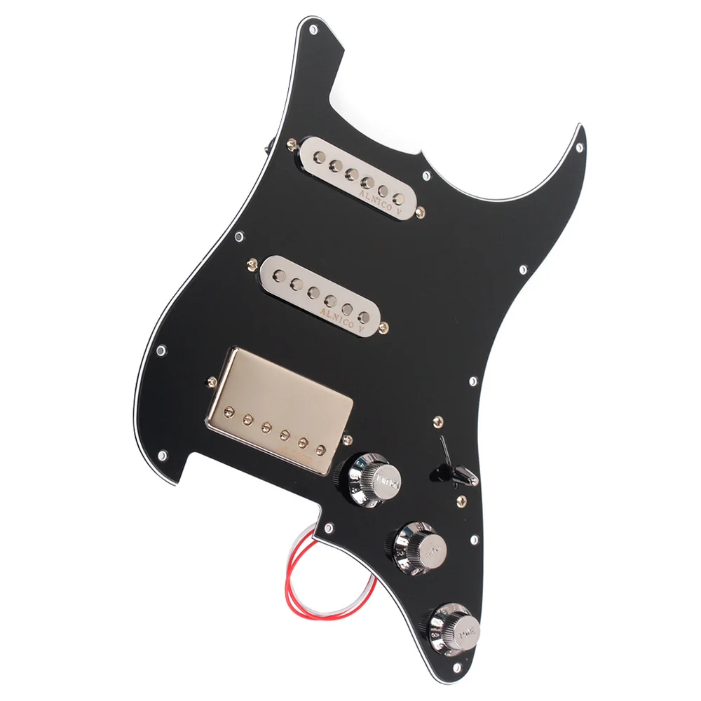 

3-ply Prewired Pickguard Guard Plate with SSH Pickup Guitar Protector Board Pickup Humbuckers for Electric Guitar (Black)