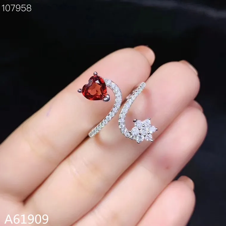 

KJJEAXCMY boutique jewelry 925 sterling silver inlaid natural garnet gemstone female ring set support detection mini