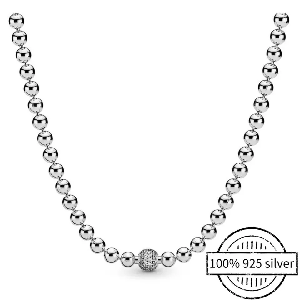 

Fashion Necklace Real 925 Sterling Silver Chain Fit Original Pando Bead Charm Women DIY Jewelry Gift Free Shipping