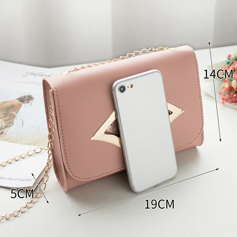 Женская однотонная сумка через плечо с цепочкой для мобильного телефона WML99