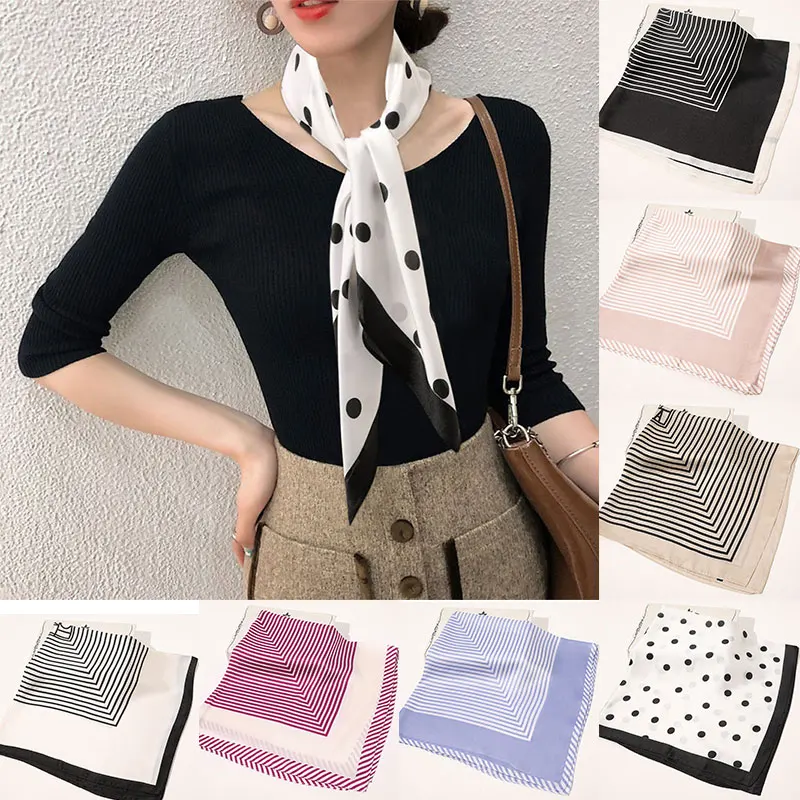 

Square Scarf Women Shawls Striped Wraps Hair Tie Bands Satin Scarf Neck Scarf DIY Hats Bags Accessory Scarf Neckerchief Scarves