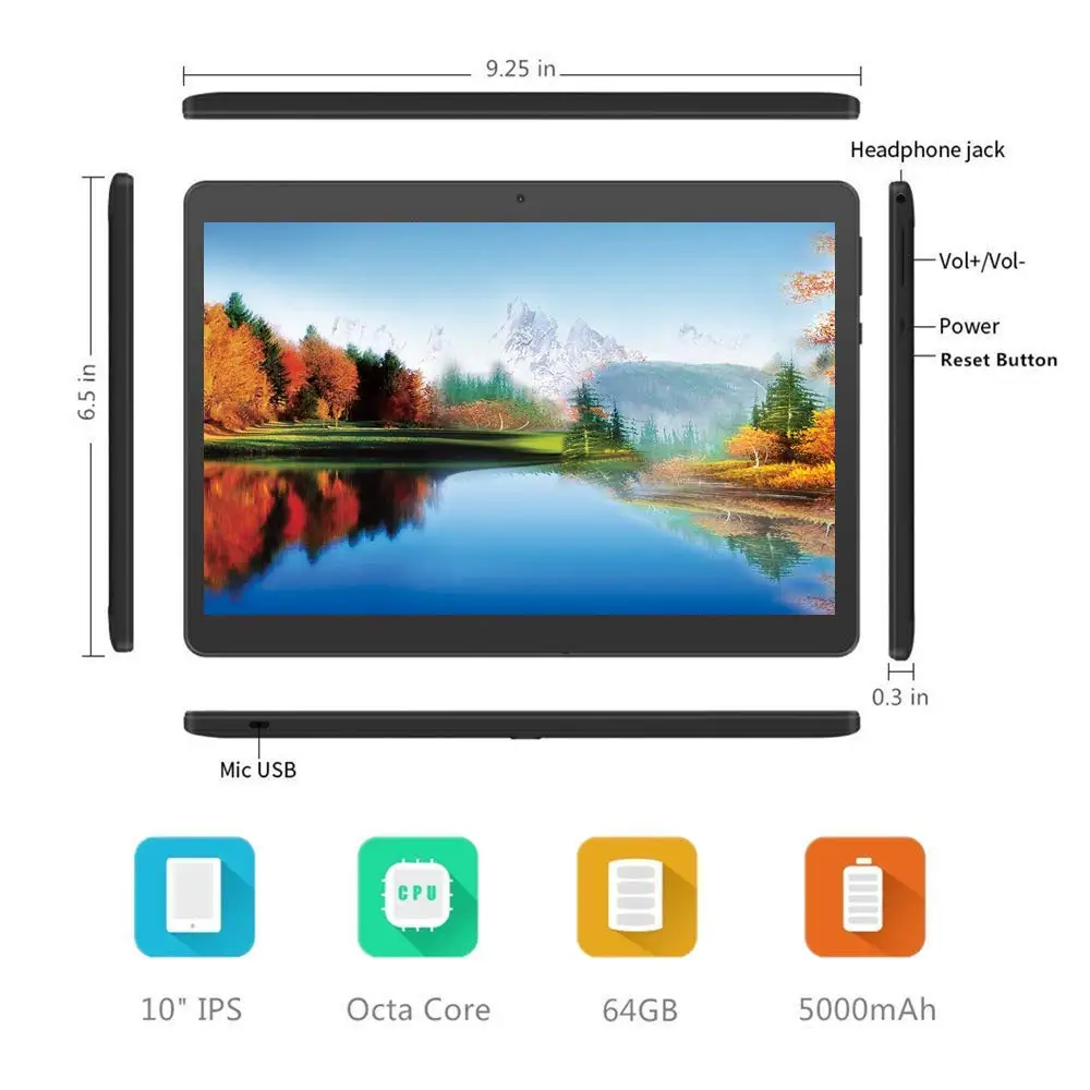 ANRY Tablet 10 дюймов планшетный ПК 4 ГБ/32 ГБ Android 7,0 четырехъядерный 3g телефон, планшет на OC Android 1280*800 ips Tab двойная камера ПК планшет 10,1