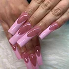 Съемные розовые французские накладные ногти 24 шт., носимые накладные ногти балерины, накладные ногти с полным покрытием, накладные ногти с дизайном
