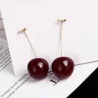 vivid resin cherry dangle earrings for women girls elegant trendy korean fashion cherry earring fashion jewelry gifts