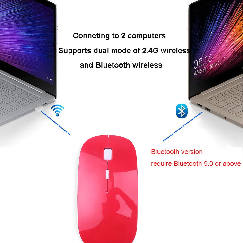 Фото Беспроводная мышь kebidumei 2 в 1 Bluetooth 5 0 + 4 ГГц 1600 DPI ультратонкая эргономичная Беспроводная мышь kebidumei 2 в 1 Bluetooth 5 0 + 4 ГГц 1600 DPI ультратонкая эргономичная
