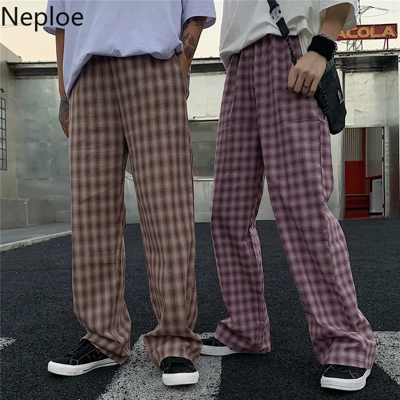Neploe женские уличные клетчатые широкие брюки 2019 Харадзюку джоггеры корейские