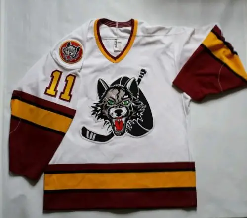 

Vintage #11 Steve Maltais Wolves MEN'S Hockey Jersey Embroidery Stitched Customize any number and name