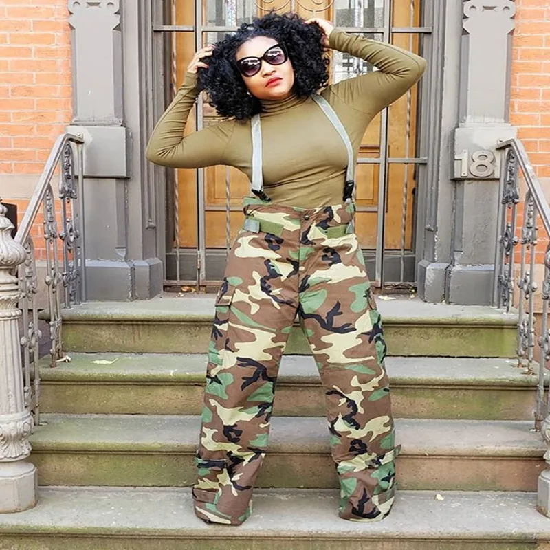 2020 сексуальные камуфляжные женские брюки с длинным рукавом и ремешком летние