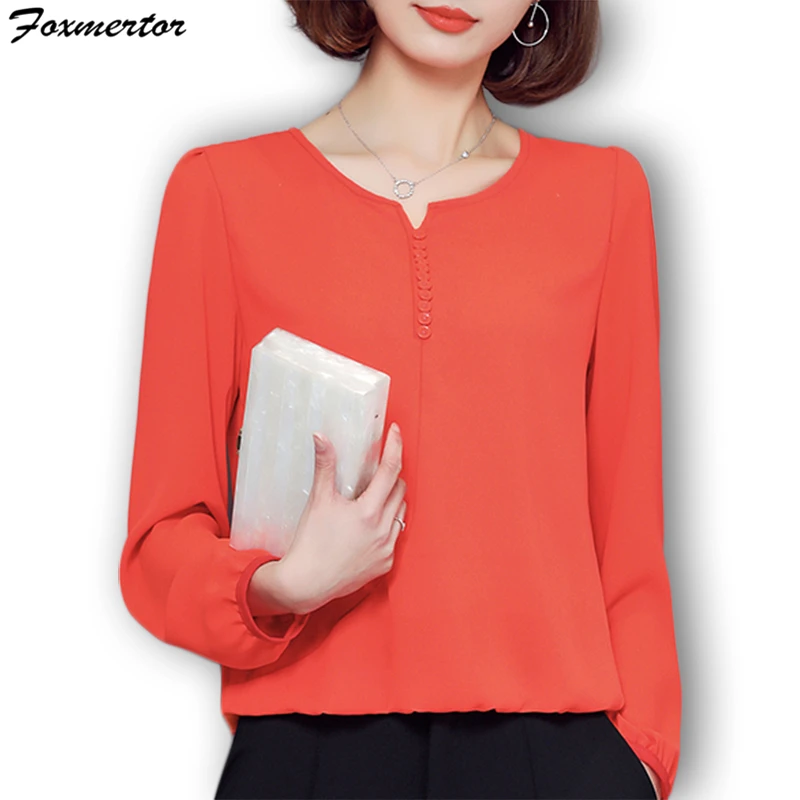 20201New Сезон весна осень Женская блузка рубашки с длинными рукавами размера плюс 4XL