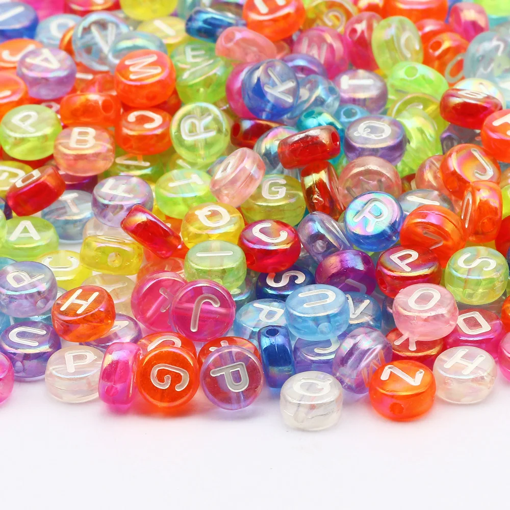 

7mm Mixed Transparent AB Letter Acrylic Beads Round Alphabet Spacer Beads For Jewelry Making DIY Crafts Scrapbooking Decoration