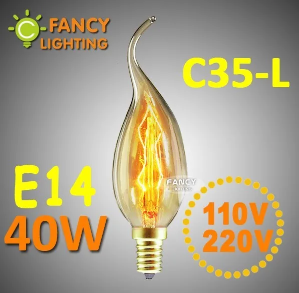 E14 Эдисон лампы C35-L можно использовать энергосберегающую лампу или светодиодную лампочку) 220V лампы в форме свечи лампы для дома/мебель для спальни/столовой/люстра Декор 40 Вт лампада Led накаливания