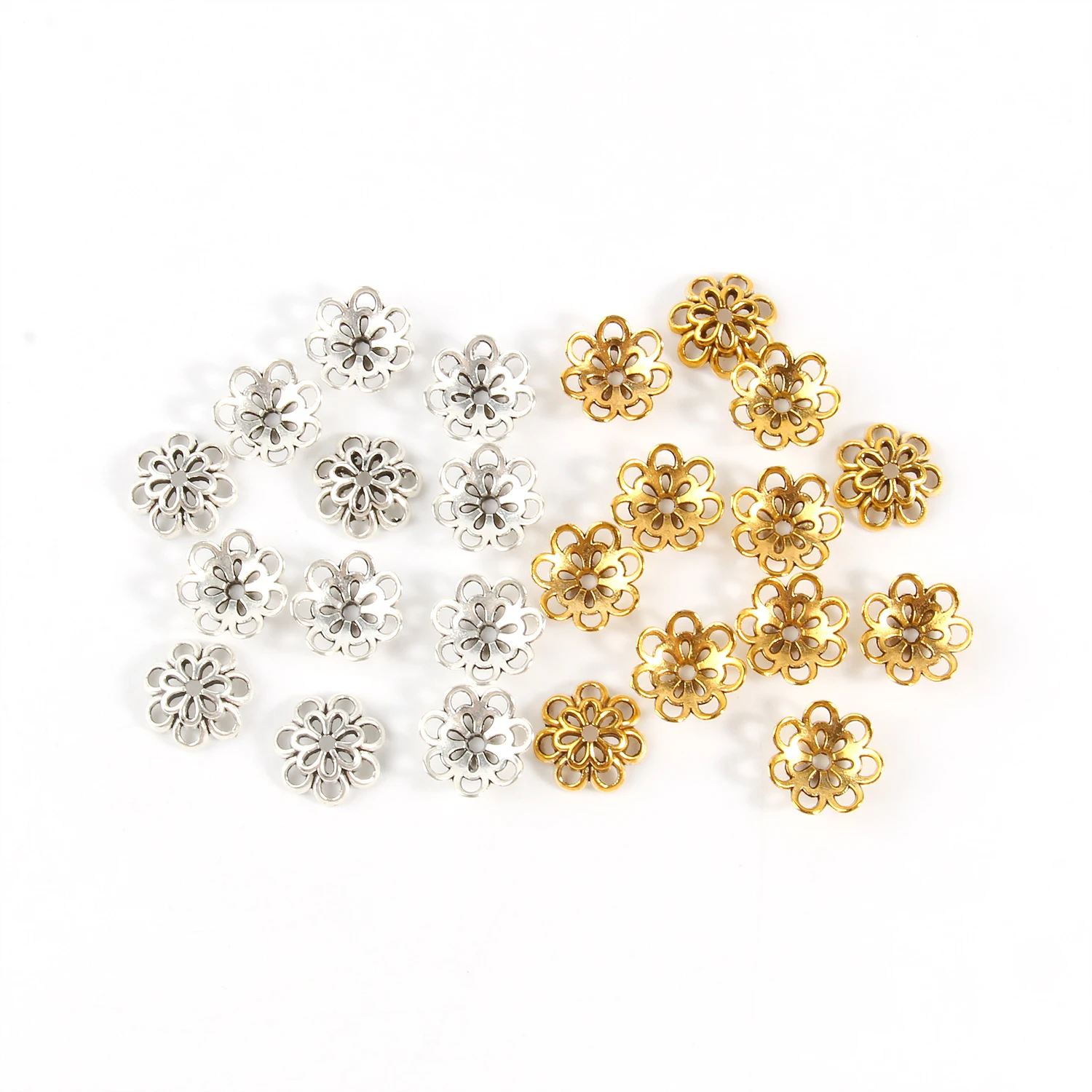 Тибетские антикварные серебряные цвета золотой цветок металлические прокладки