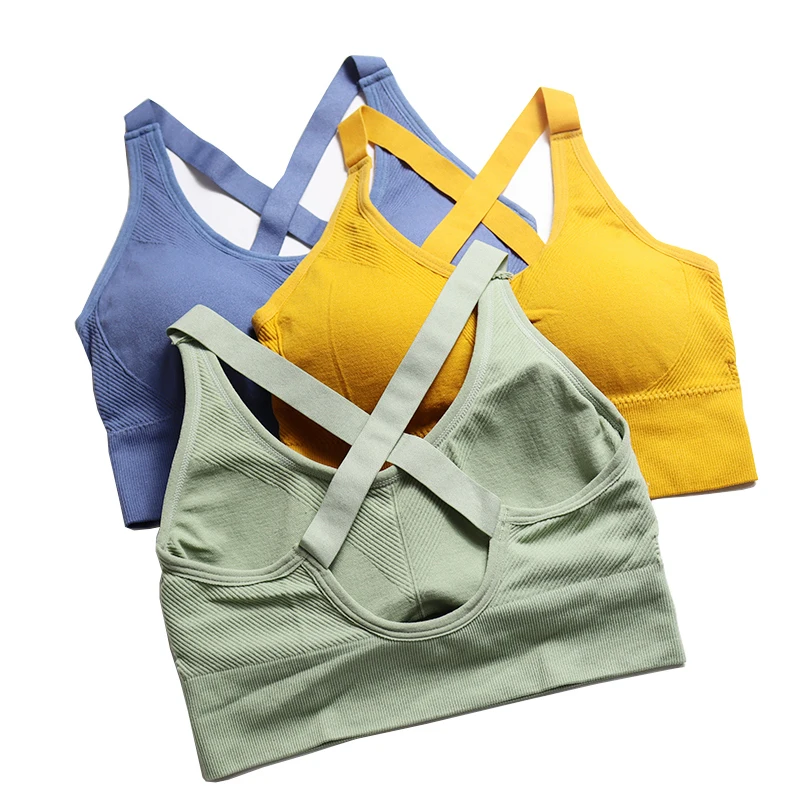 

Women's Bras Cross Beauty Back Shaping Sports Bra Push Up Fitness With Chest Pad Sling Yoga Tube Top Gym Underwear Breastplates