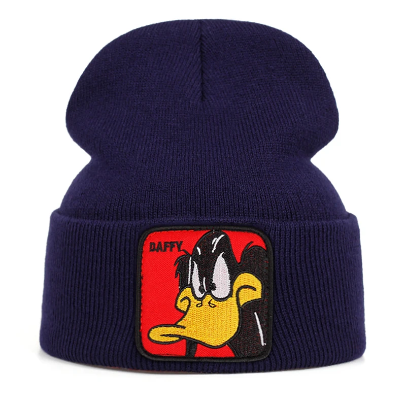 Зимняя мультяшная шерстяная шапка на утином пуху Мужская зимняя теплая вязаная