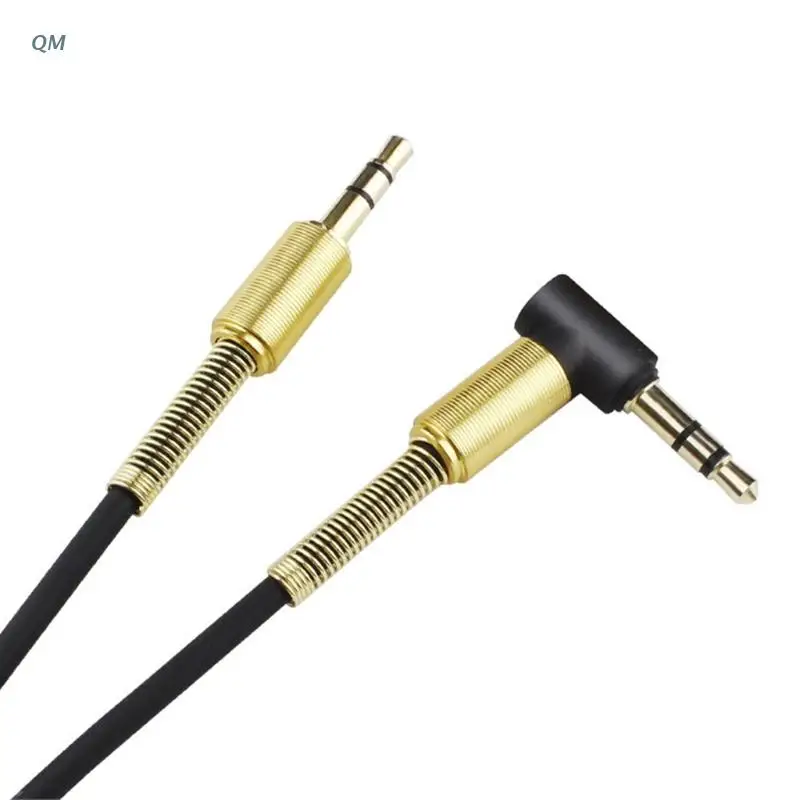 

13MF 3.5mm Male To Male 90 Degree Angle Aux Spring Cable For Car Stereo MP3 PC