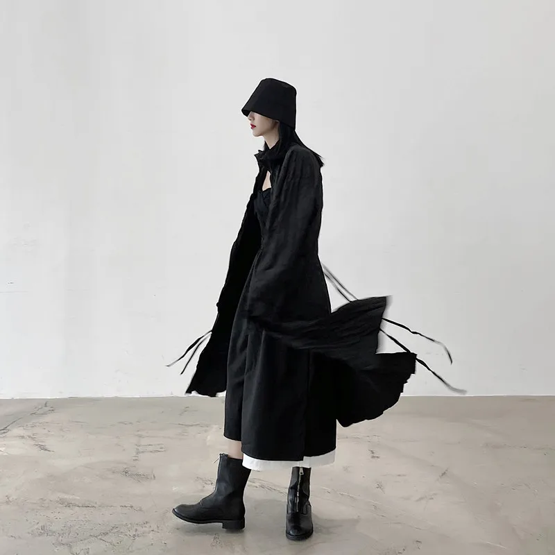 

Women Shirts Cotton Long Sleeve Solid White Dark Long Shirts Brand Design Japan Style Yohji Autumn Goth Owen Female Clothing