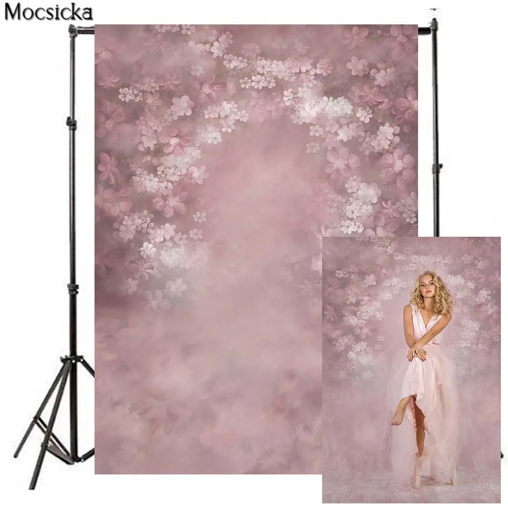 

Mocsicka Newborn Portrait Photography Backdrops Pink Flowers Floral Women Birthday Wedding Photo Background Studio Photo Shoot