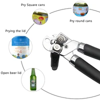 can opener remover stainless steel cans anti slip handle hangable corkscrew space saving handheld gripper jar kitchen