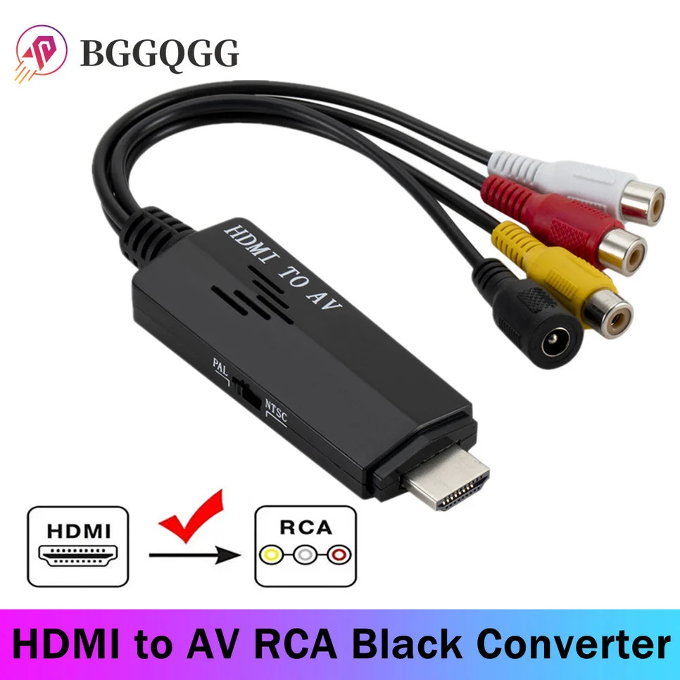Кабель BGGQGG 1080P HD HDMI-AV RCA черный переходник кабель STB-старый вход для телевизора 1