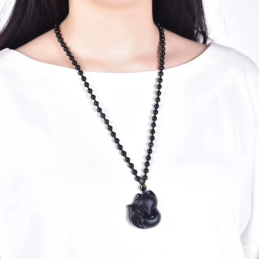 Женское ожерелье с подвеской из черного нефрита удача от удачи энергетический