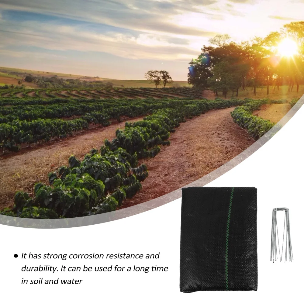 

Gardening Weed-control Fabric Sheet with 10 Ground Stakes for Weeding Prevention