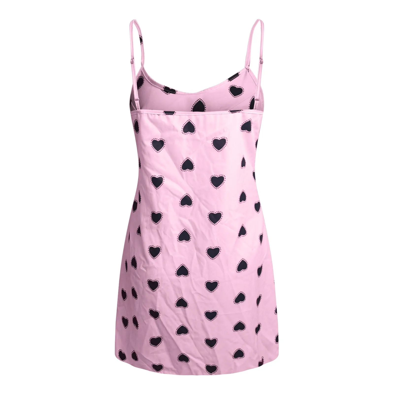 

S-XL Sling Pajamas Nightdress Lingerie Women Underwear Sleepwear Love Printing camison algodon mujer Pink girly nightdress T5