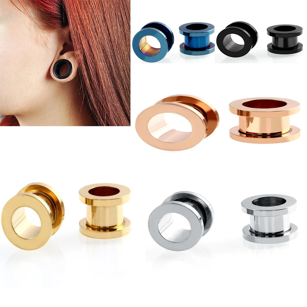 Пробки и туннели 2 шт. стальные вкладыши для наушников серьги калибр полые