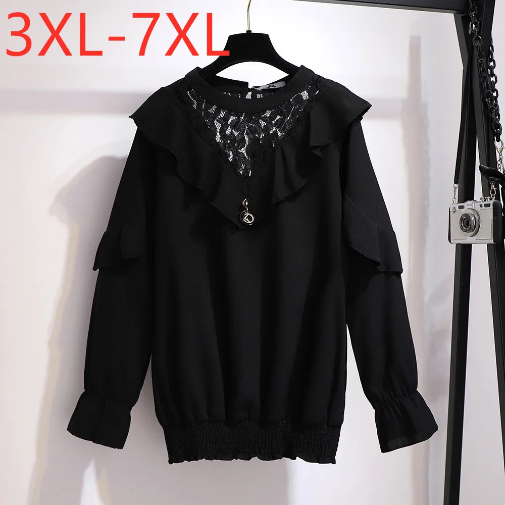 

Женская шифоновая блузка с длинным рукавом, размеры до 7XL