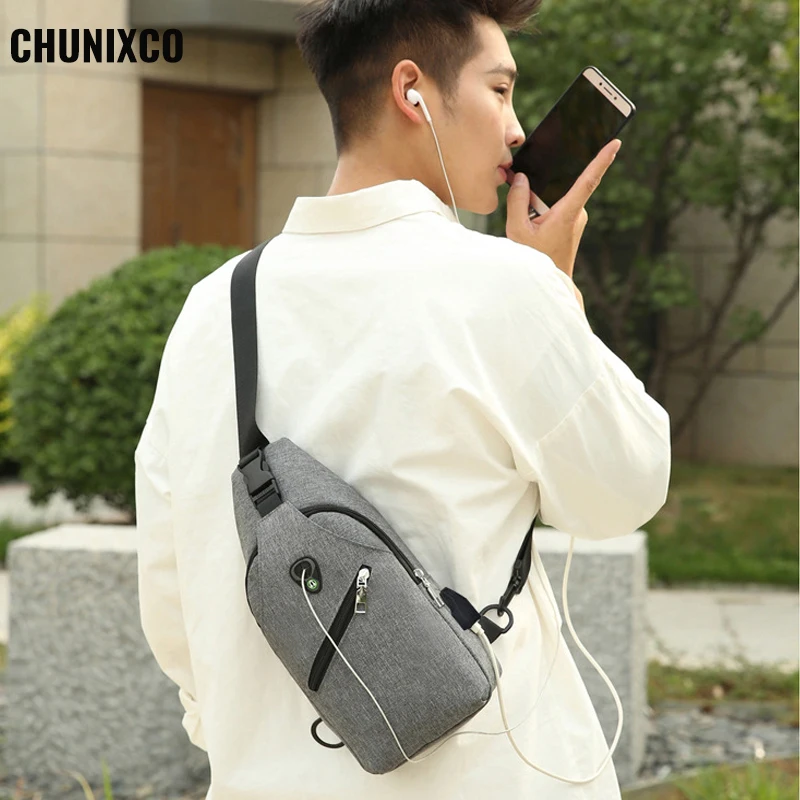 

CHUNIXCO Men Multifuntion Crossbody bags Male Sling Chest Bag Man Weekend Travel Casual Messenger Bag Fit 9.7inch Ipad